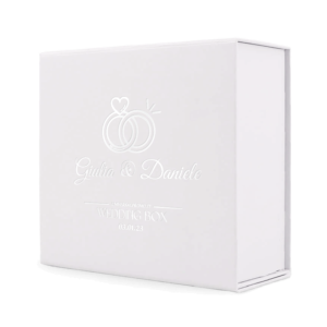 scatola magnetica bianca personalizzata argento a caldo wedding box