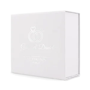 scatola magnetica bianca personalizzata argento a caldo wedding box