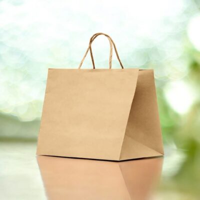 Shopper in carta avana trasporto cibo maniglie cordino