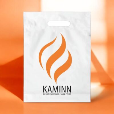 Shopper maniglia incisa personalizzata 2 colori arancio e nero per accessori e ricambistica