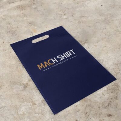 Shopper colorate blu tnt manico fustellato con stampa personalizzata per negozio abbigliamento
