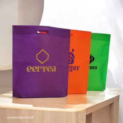 Shoppers TNT colorate stampa personalizzata con soffietto di fondo stand up